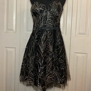 Formal Strapless Black Dress With Glitter 💃✨